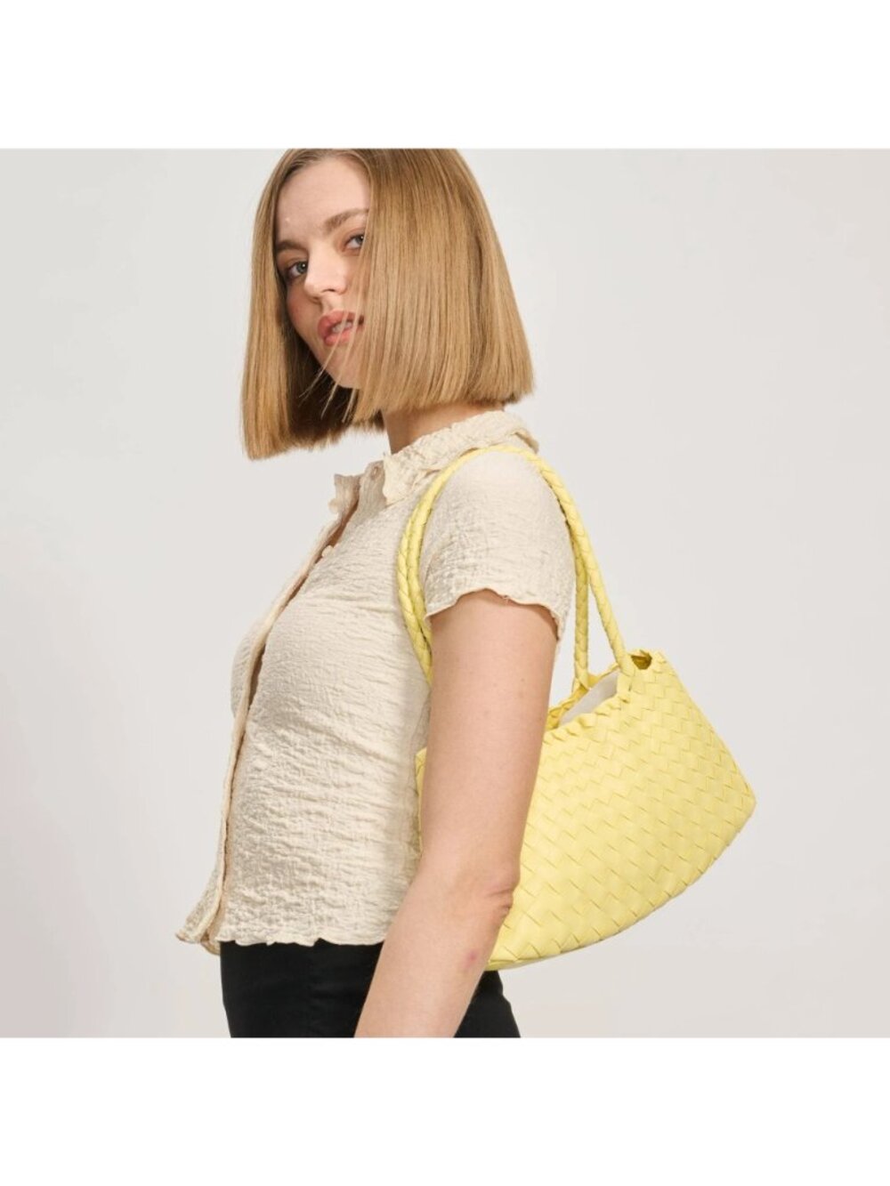 Moda Luxe Millie Hobo Handbag in Butter Yellow New Tote Bag Purse - Picture 12 of 13